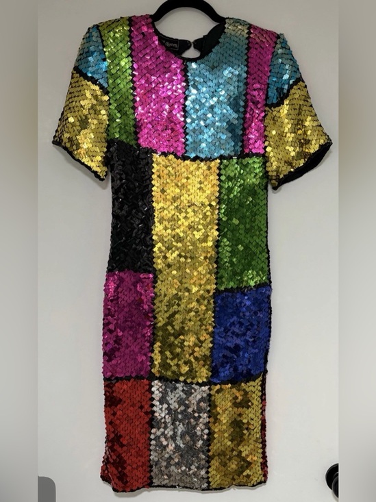 Jewel Queen Dresses & Skirts - Vintage Jewel Queen Women’s Colorful Sequins Silk Dress Size Small NWT 1980s